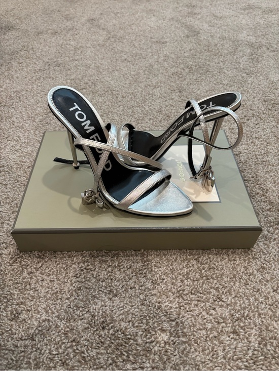 Tom Ford Shoes - Tom Ford Metallic Silver Strappy Stiletto Sandals